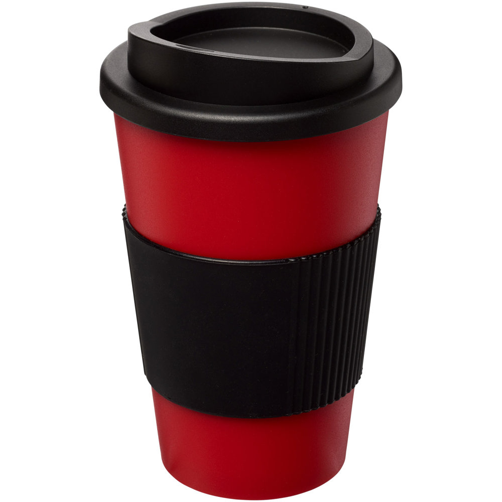 Americano® 350 ml insulated tumbler with grip - Red, Black