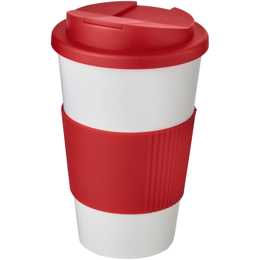 Americano® 350 ml tumbler with grip & spill-proof lid - White, Red