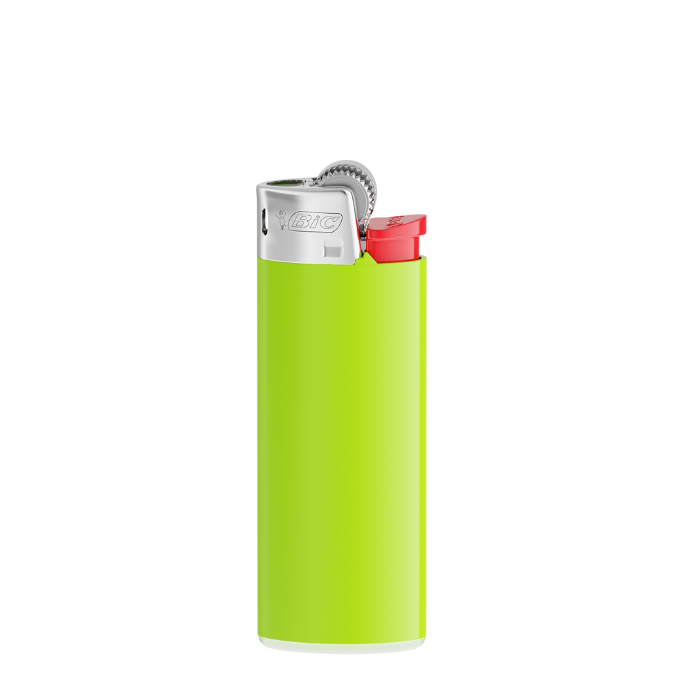 BIC® J25 Standard Lighter - Apple Green Body / White Base / Red Fork / Chrome Hood