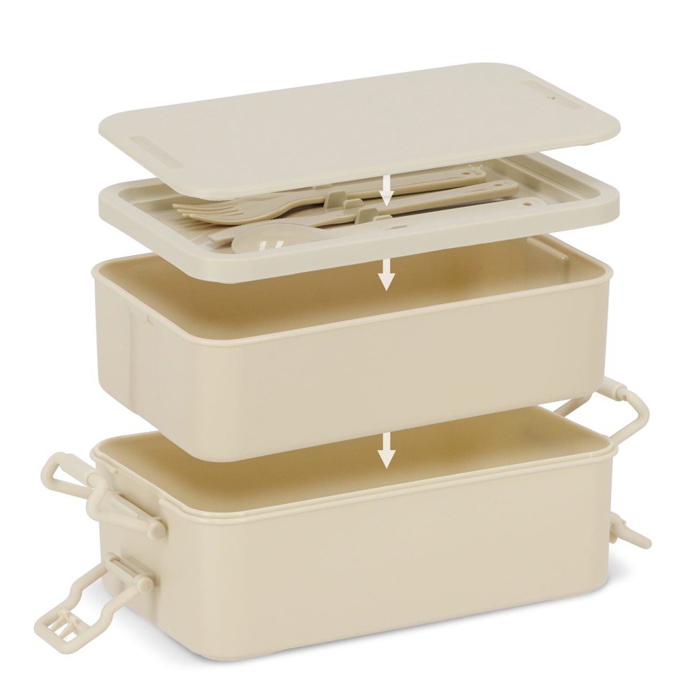 Double layer Lunch Box with Cutlery