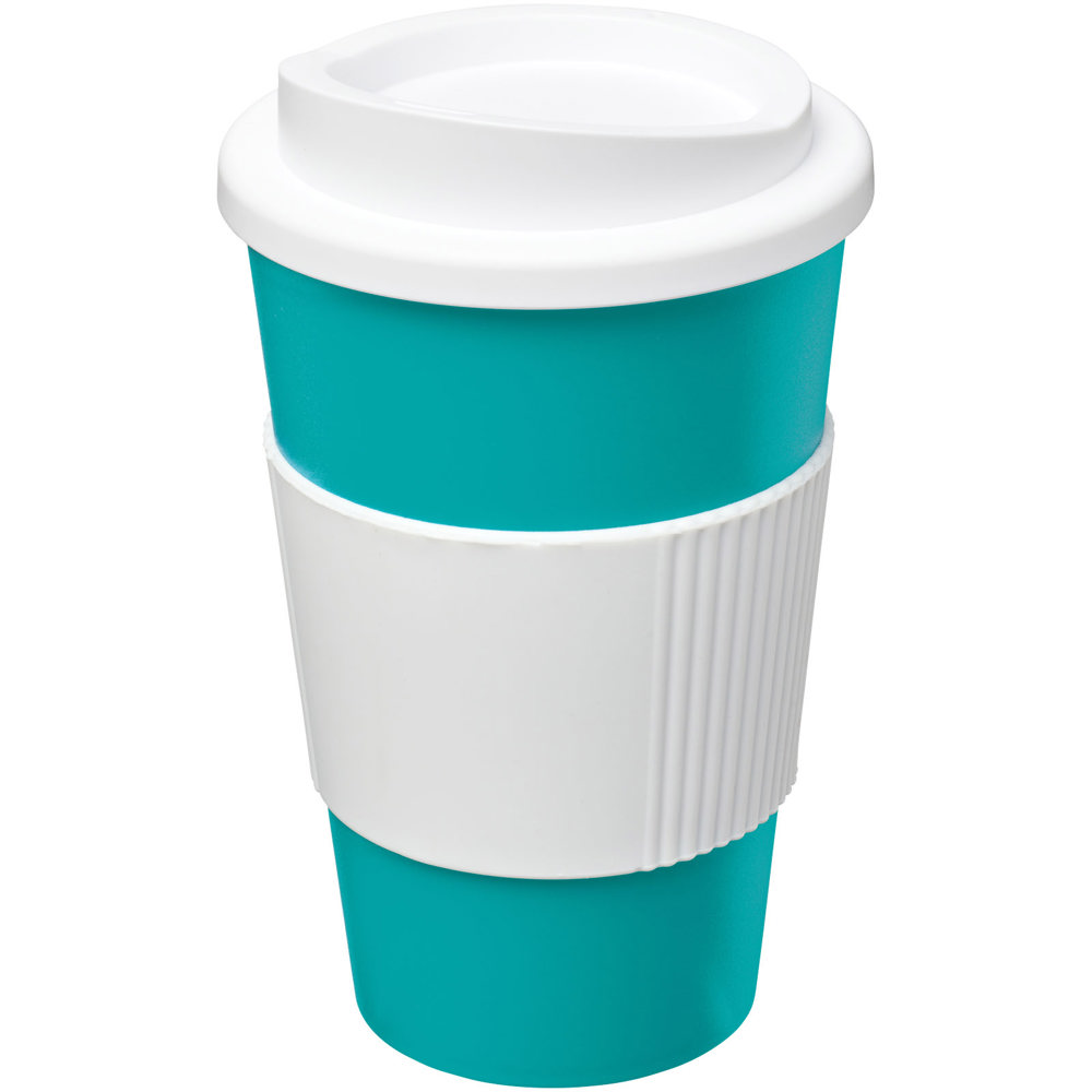 Americano® 350 ml insulated tumbler with grip - Aqua blue, White
