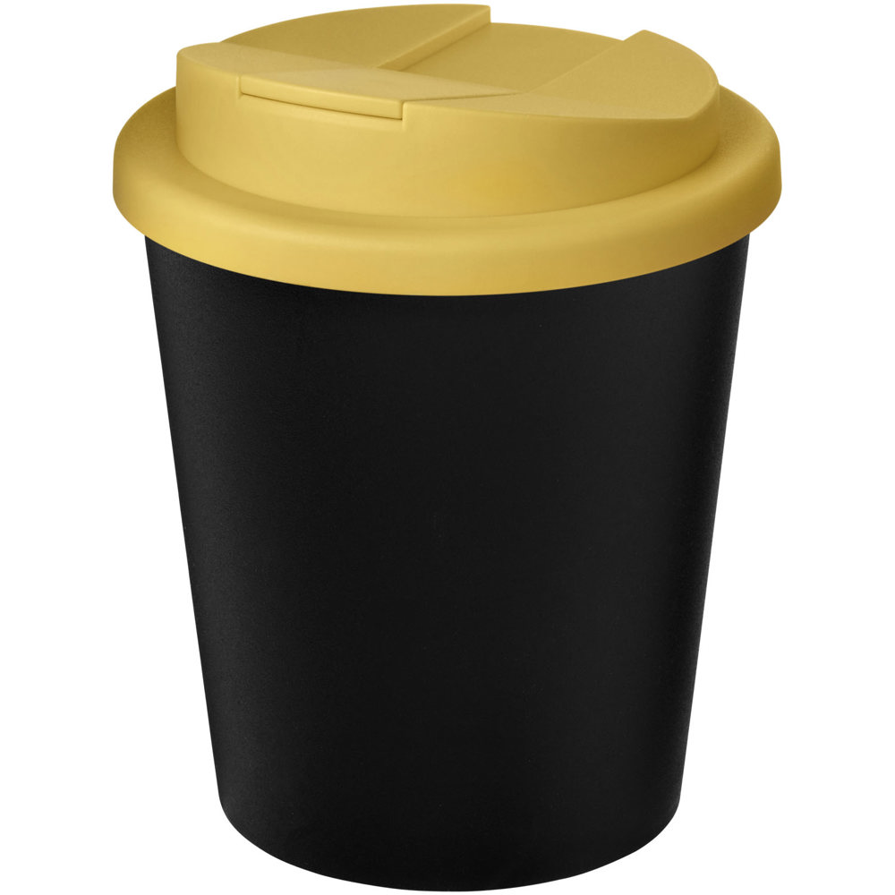 Americano® Espresso Eco 250 ml recycled tumbler with spill-proof lid - Black, Yellow