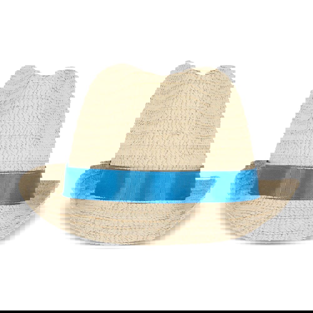 Plant straw hat with coloured band