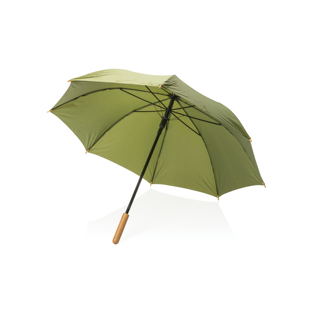 23" Impact AWARE™ RPET 190T auto open bamboo umbrella - green (± PMS 5753)