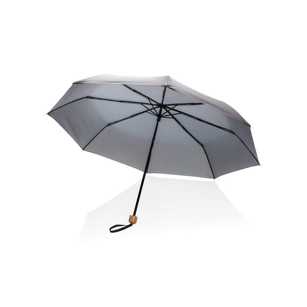 20.5" Impact AWARE™ RPET 190T Pongee bamboo mini umbrella - anthracite (± PMS Cool Grey 11)