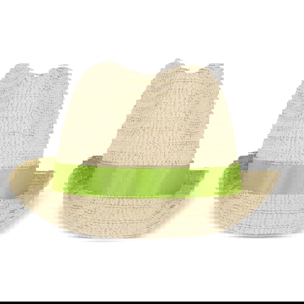Plant straw hat with coloured band