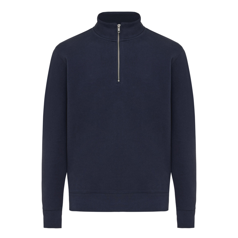 IQONIQ Elgon recycled cotton quarter zip sweater - navy (± PMS 19-3923TCX)