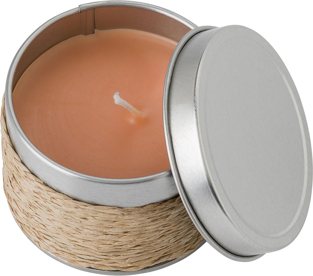 Blikje met geurkaars Zora - khaki (écru)