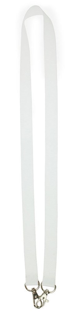 Lanyard 2 cm with 2 metal hooks, white