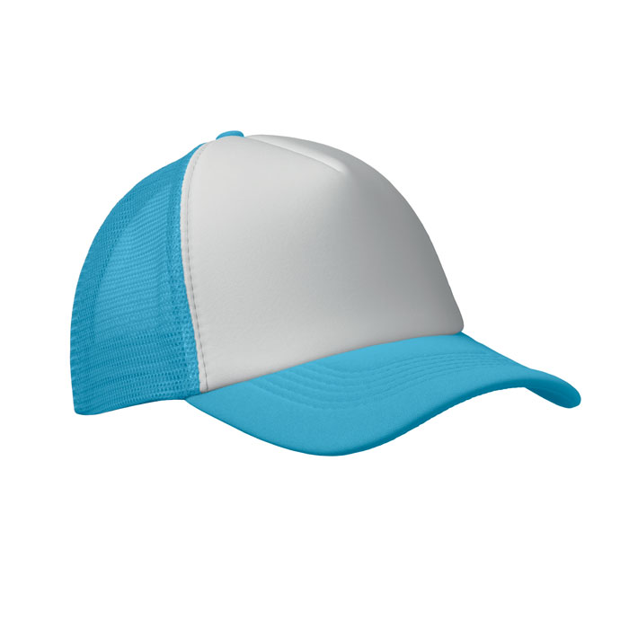 BUBBLE - 5 panel trucker cap - White/Turquoise