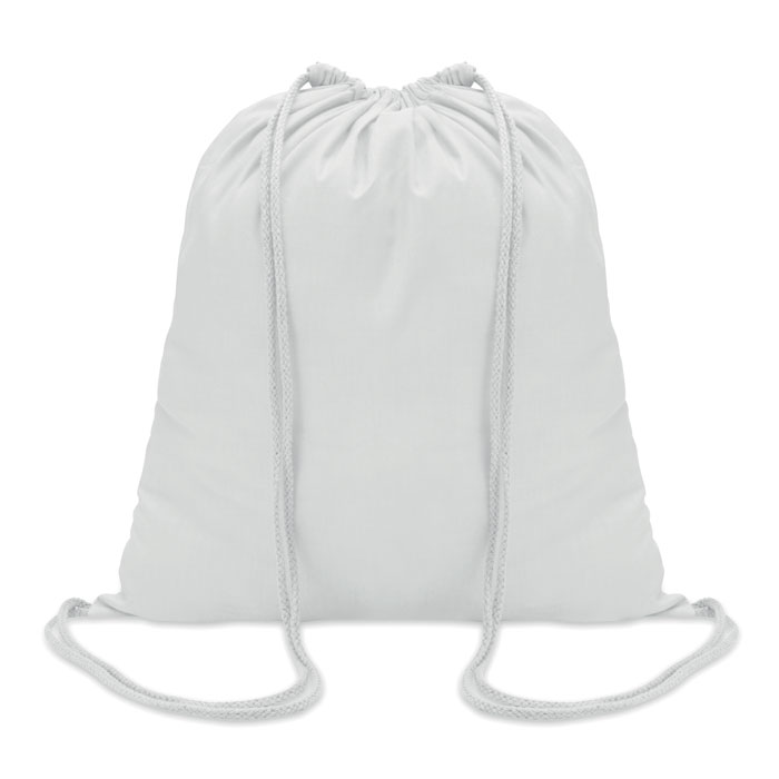 COLORED - 100gr/m² cotton drawstring bag - White