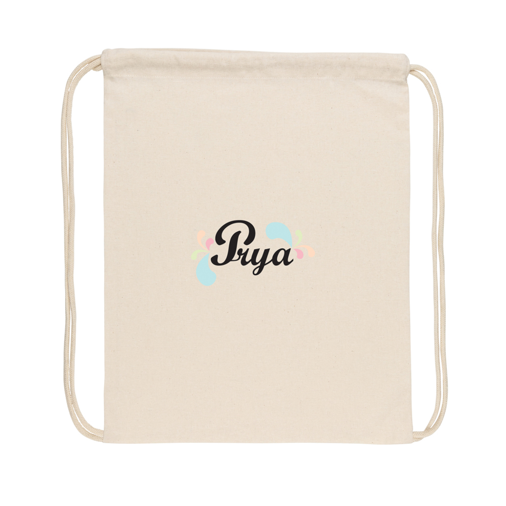 Impact AWARE™ recycled cotton drawstring backpack 145g