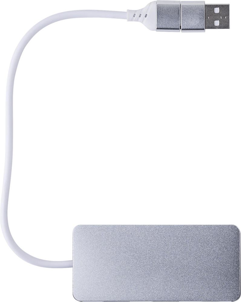 Recycled aluminium USB Hub Layton - Silver