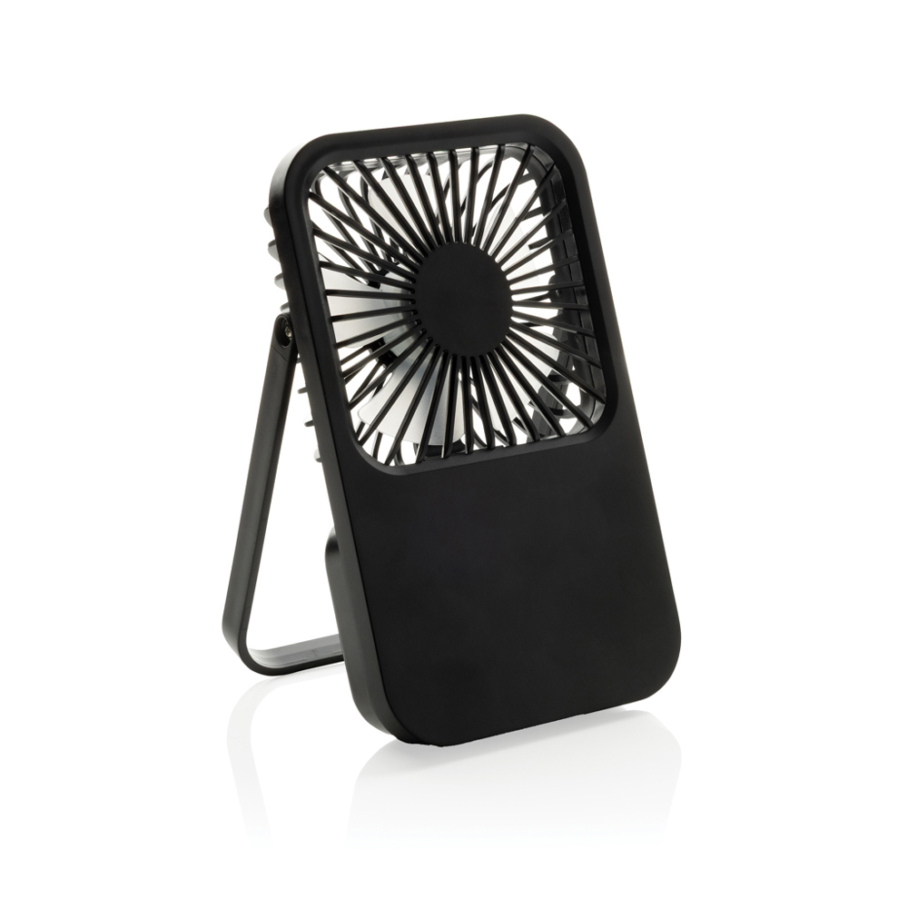 Aervina RCS recycled plastic re-chargeable desk fan - black (± PMS Black)