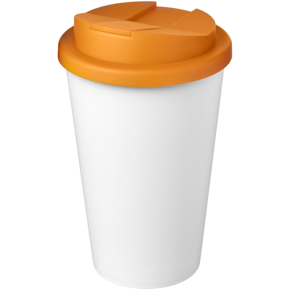 Americano® Eco 350 ml recycled tumbler with spill-proof lid - Orange, White