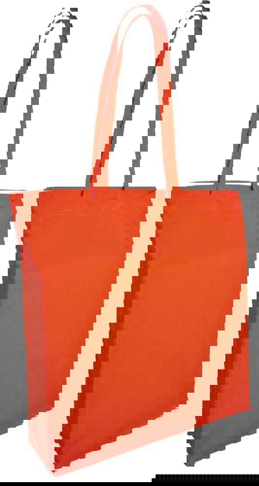 Baumwolltaschen mit langen Henkeln und Bodenfalte, 140 gr/m² - Orange (PMS 165c) / Orange