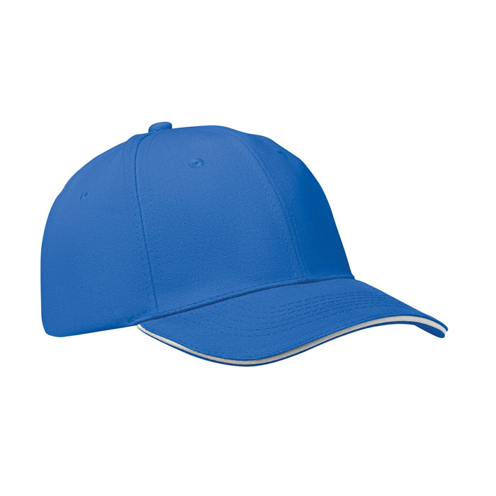 BUFFALO - 6 panel baseball cap 260 gr/m - White/Blue