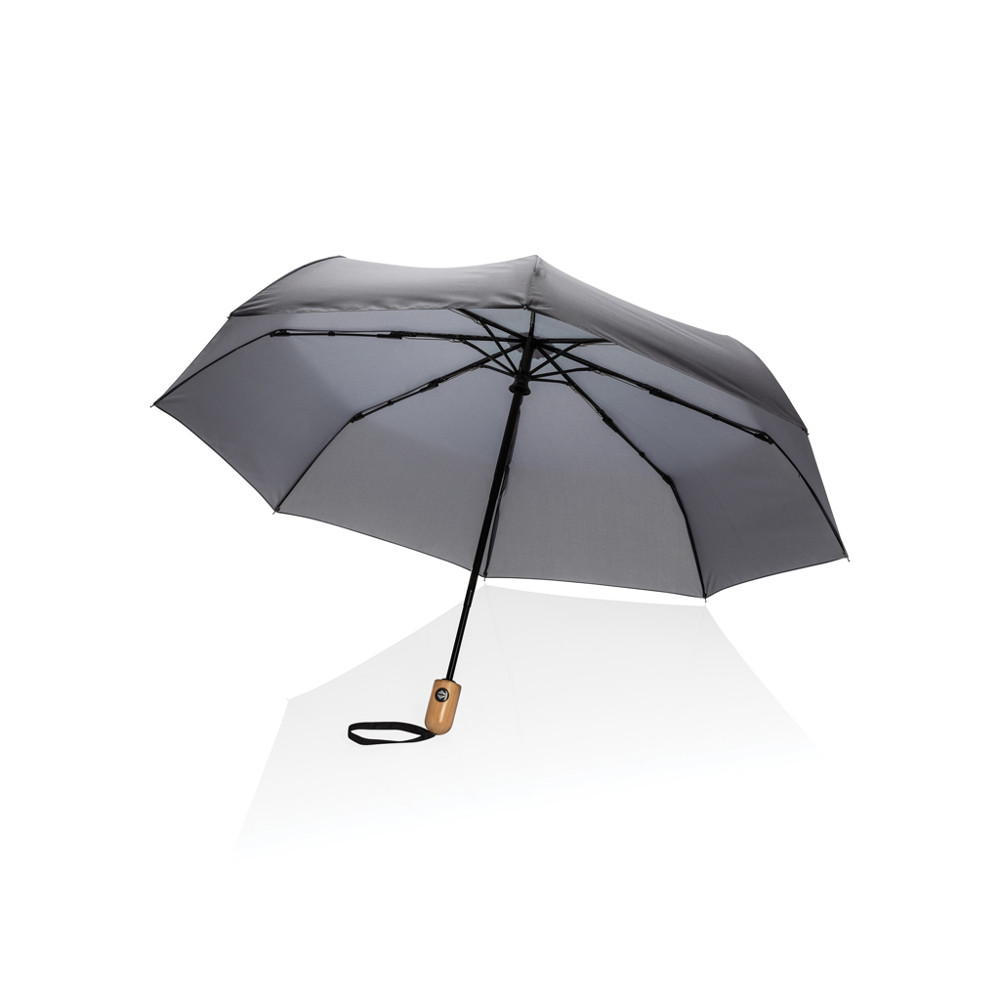 21" Impact AWARE™ RPET 190T bamboo auto open/close umbrella - anthracite (± PMS Cool Grey 11)