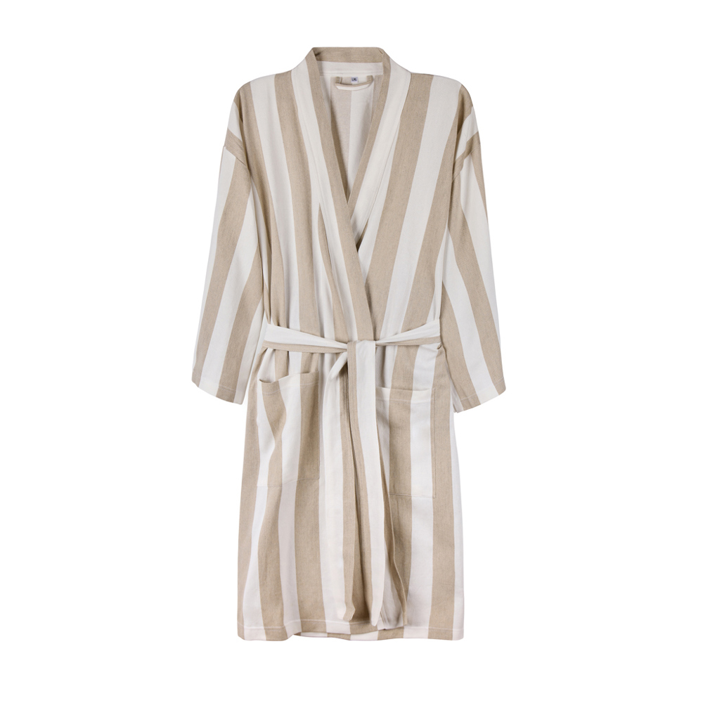 VINGA Ornos GRS hammam robe S/M - beige, white (± PMS 13-0401 TPG/ ± PMS White)