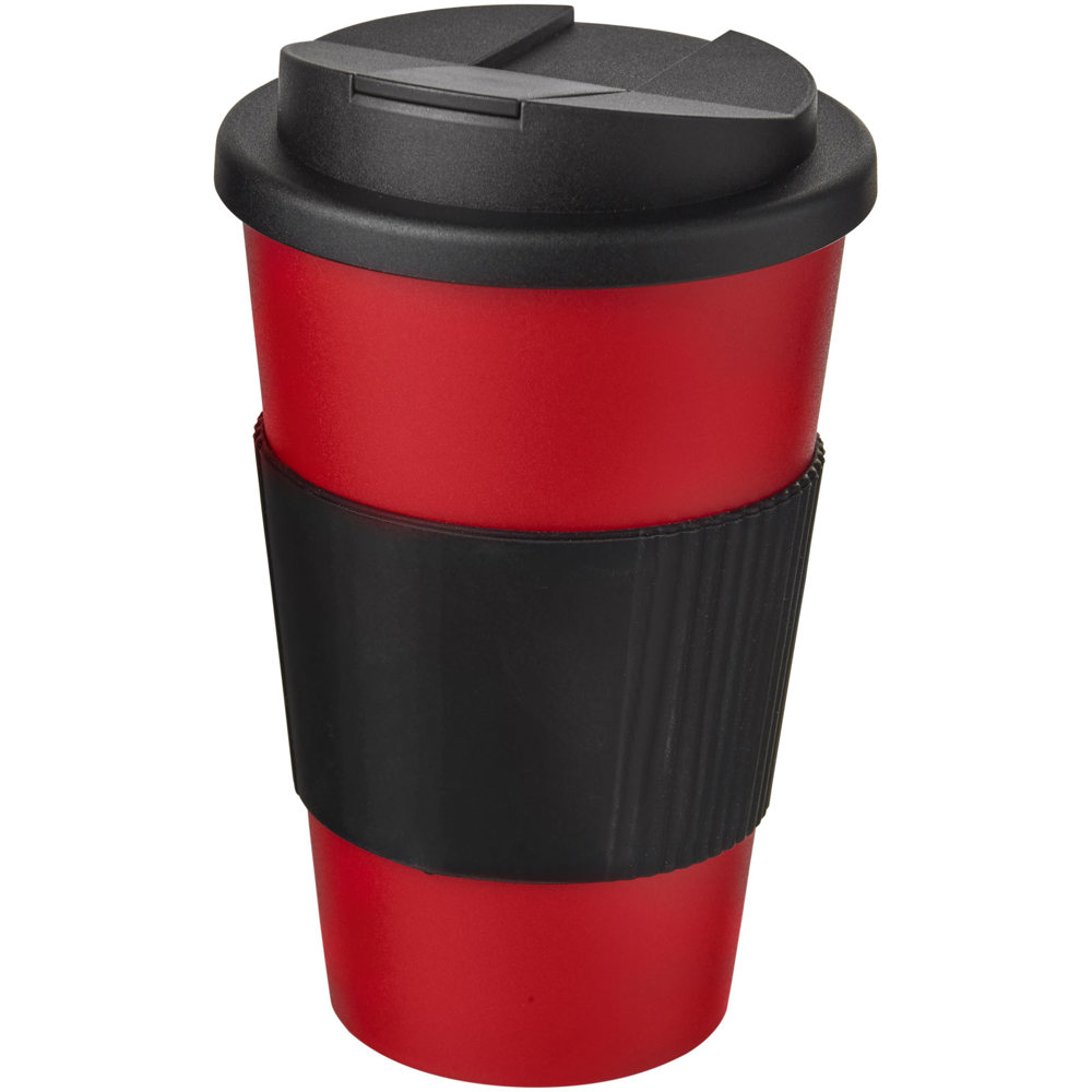 Americano® 350 ml tumbler with grip & spill-proof lid - Red, Black