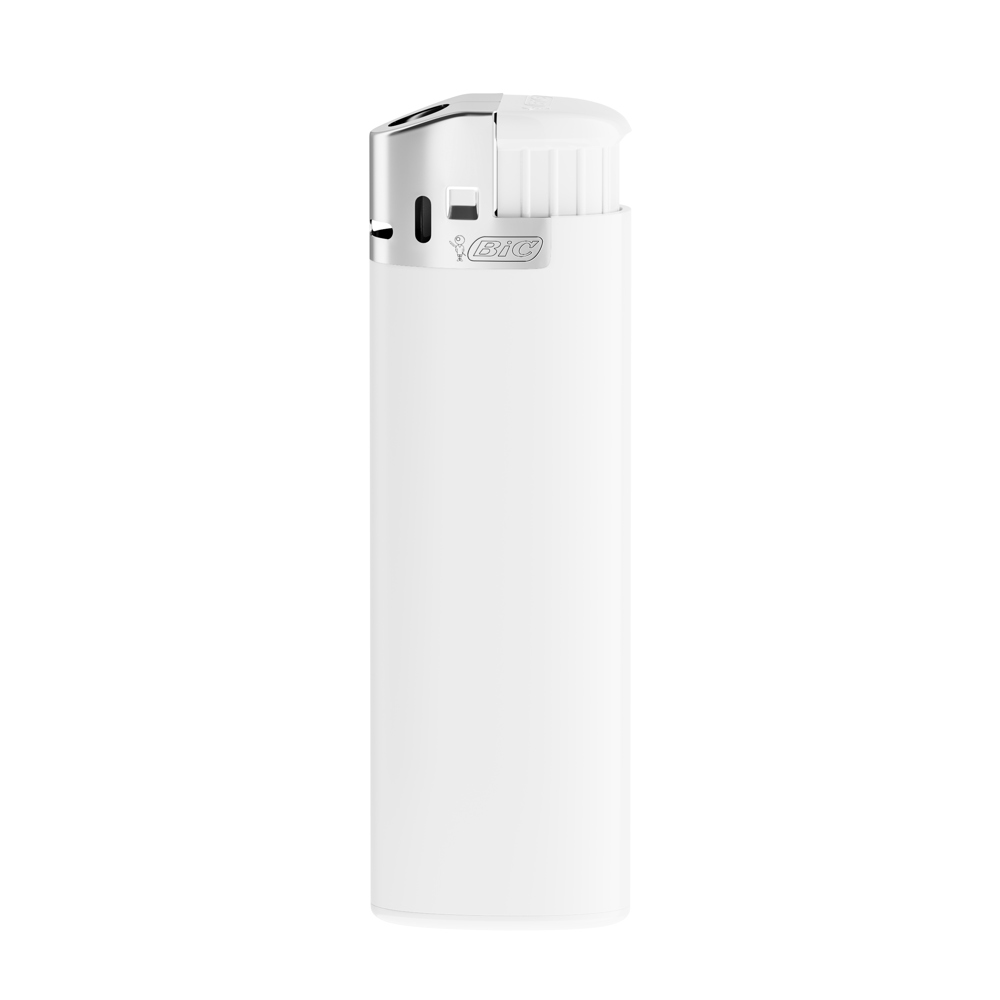 BIC® J38 Chrome Hood Lighter - Opaque White Body / White Base / Opaque White Fork / Chrome Hood
