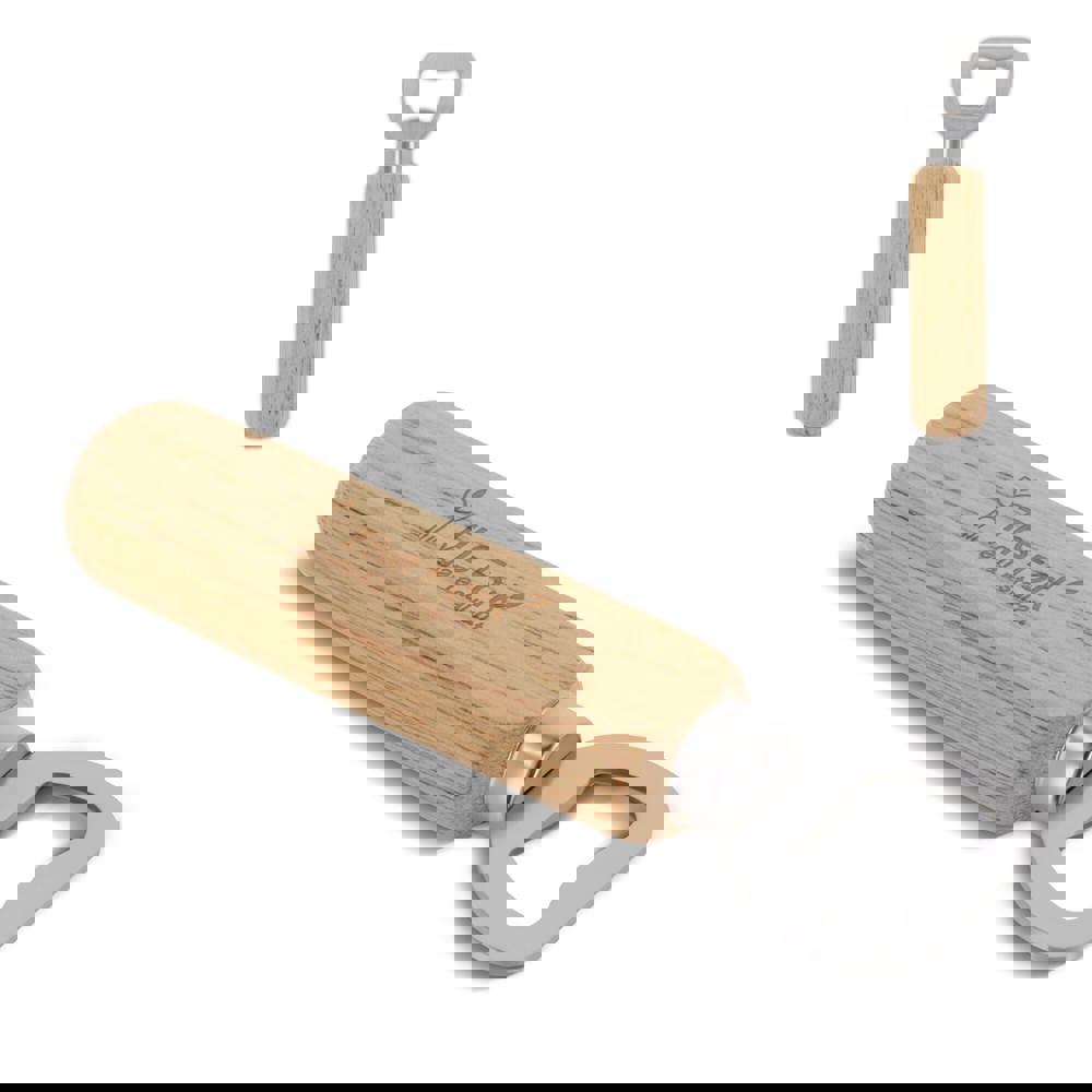 Flesopener met houten handvat