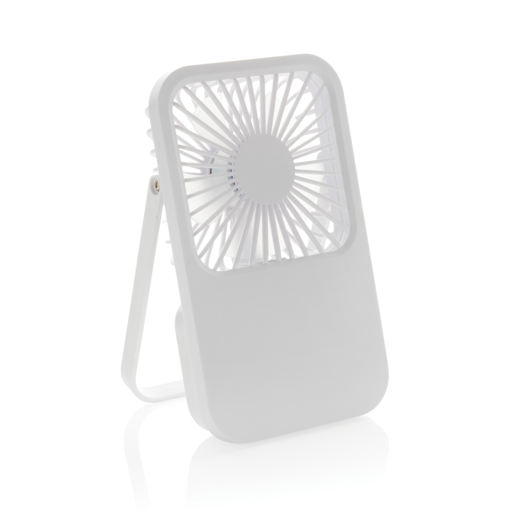 Aervina RCS recycled plastic re-chargeable desk fan - white (± PMS White)