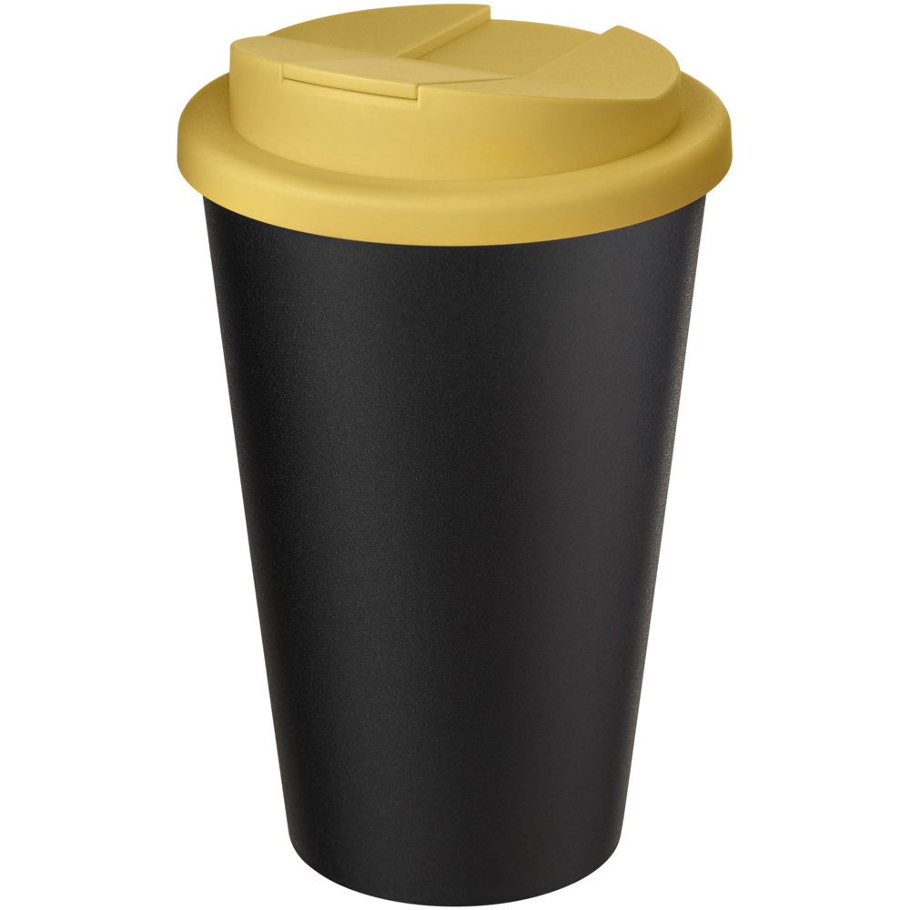 Americano® Eco 350 ml recycled tumbler with spill-proof lid - Yellow, Black