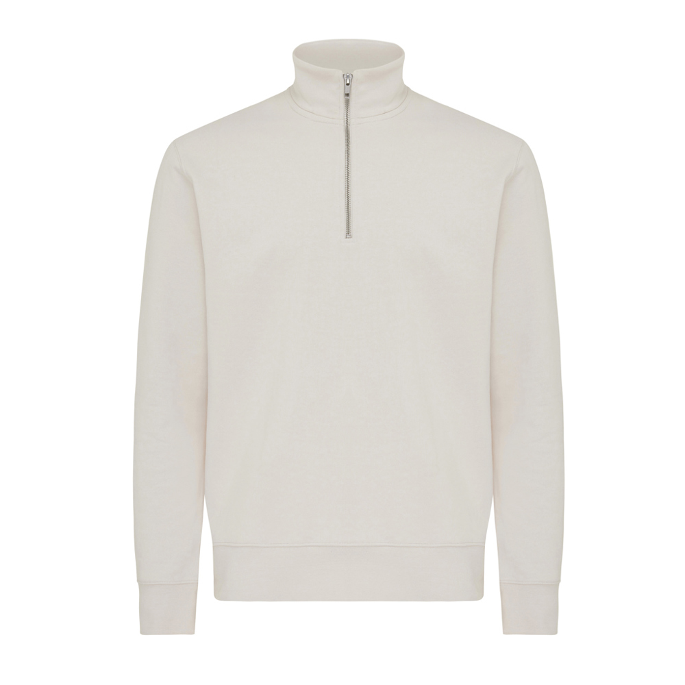 IQONIQ Elgon recycled cotton quarter zip sweater - ivory white (± PMS 12-2103 TCX)