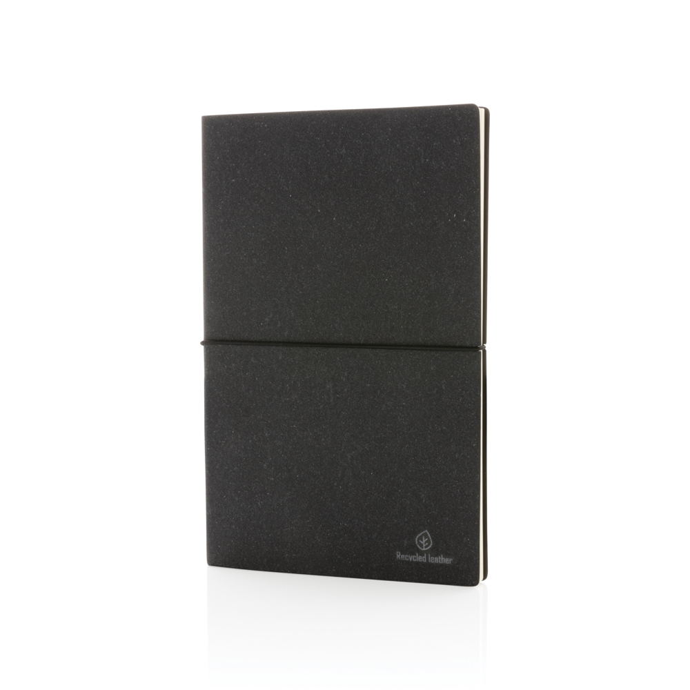 A5 GRS recycled leather notebook - grey (± PMS 425)
